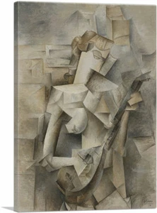 Girl with a Mandolin 1910 Canvas Art Print by Pablo Picasso 26"x18" (.75" Deep)  - Picture 1 of 11