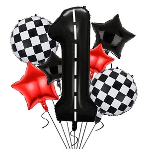 Race Car Birthday Party Balloons40 Inch Big Mylar Foil Racetrack Number Ballo... - Picture 1 of 7