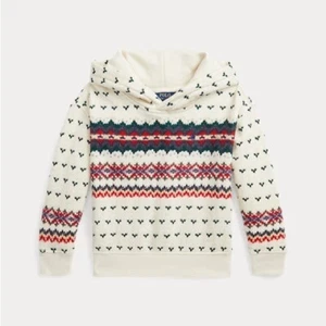 NWT Polo Ralph Lauren Big Girls Fair Isle Fleece Hoodie 16 (XL) Ivory Red - Picture 1 of 8