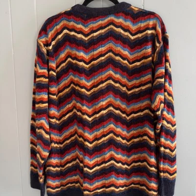 Suéter Tejido Chevron Italiano Vintage 3D Chenille Textura Retro Años 90 Preppy L XL Foto 1 de 4