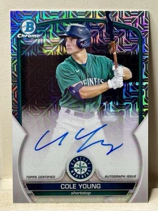 Cole Young 2023 Bowman Chrome Prospect Mega Box Autograph Mojo Refractor Auto  - Picture 1 of 6