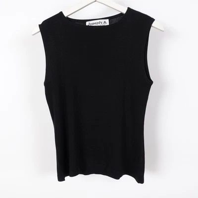 Blusa sin mangas negra mediana vintage Joseph A. para mujer 100 % seda Foto 1 de 4