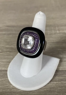 Anillo CAROL BRODIE Rarezas Plata de Ley 925 Ónix Negro y Amatista Talla 7.75 Foto 1 de 4