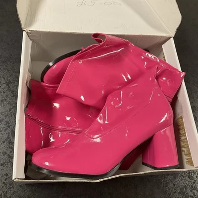 Pink GoGo 60s 70s Hippie Costume Knee High Drag Queen Fancy Dress Boots size 7 - Image 1 of 4