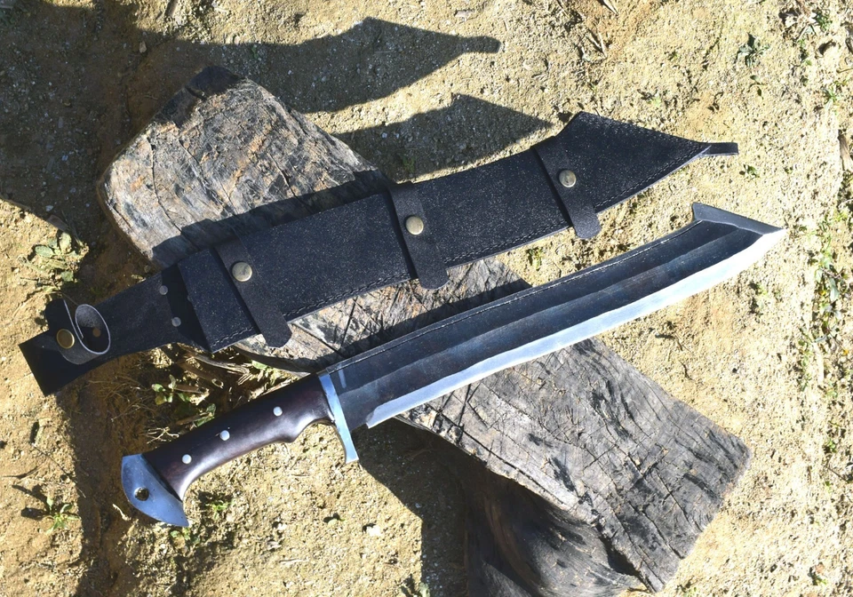 Machete hecho a mano Nepalí/Kukri MUkti hoja de acero al carbono de 17", mango Full Tang Foto 1 de 4
