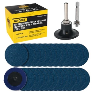 Dura-Gold 2" 60 Grit Quick Change Surface Prep Grinding Disc Set, 25 Discs, Pad - Picture 1 of 5
