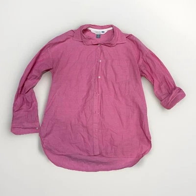 Old Navy Women's Linen-Blend Button-Down Boyfriend Shirt Size S Curved Pink - Image 1 of 4