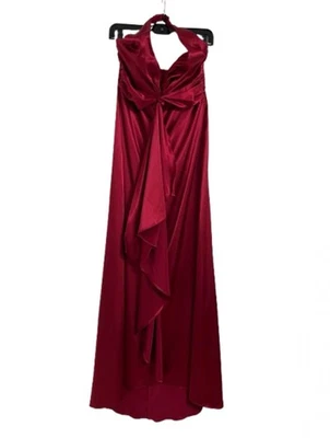 Jump Apparel Dress Women 9/10 Red Satin Halter Gown Formal Evening Maxi USA Y2K - Image 1 of 4
