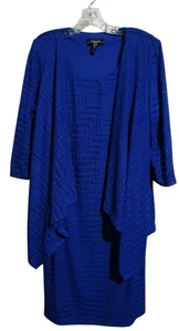 R&M Richards Textured Knit Dress With Attached Jacket SZ 14W Royal Blue Midi - Picture 1 of 13