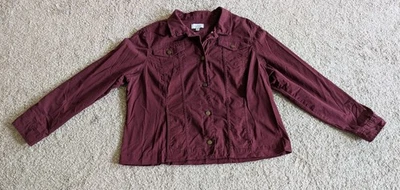 Jaqueta jeans Croft & Barrow ameixa roxa borgonha botão feminina XXL - Imagem 1 de 4