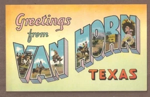 VINTAGE POSTCARD UNUSED LARGE LETTER VAN HORN TEXAS - Picture 1 of 1