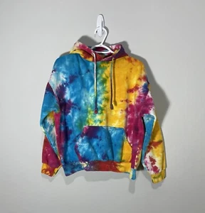 Exist Hoodie M Womens Rainbow Tie Dyed Sweatshirt Pride Hippie Boho Colorful Y2K - Picture 1 of 9
