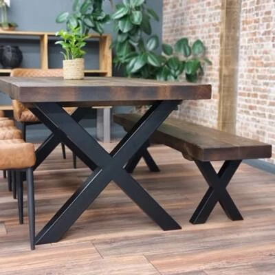 2PCS/Set Black Industrial Metal X Shape Table Legs Desk Bench X Cross Frame Legs - Image 1 of 4