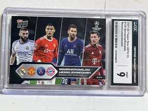 CGC 9 Mint 2021-22 Topps Now UCL #136 Lionel Messi Ronaldo Lewandowski Benzema - Picture 1 of 2