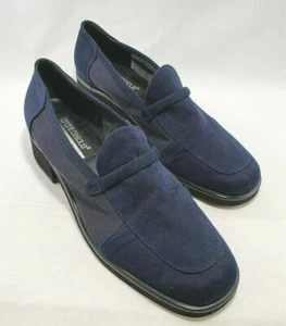 Zapato Mocasín Andre Assous Pesas Plumas Talla 7 Slipon Azul Marino 1.5 Tacón Imitación Gamuza - Imagen 1 de 12