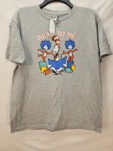 Gildan Tshirt Kids Unisex XL Dr Suess Read To Me Short Sleeve Gray Graphic - Picture 1 of 4