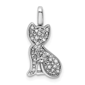Sterling Silver Rhodium 0.25ct. Black & White Diamond Reversible Cat Pendant - Picture 1 of 3