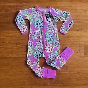 Bonds Baby Girl Floral Bloom Pink Long Sleeve Zip Wondersuit Size 2 BNWT - Picture 1 of 2