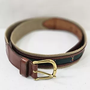 Vintage Golf Gürtel Herren L großes Band und Leder dunkelgrün Golfer Abschlag - Bild 1 von 21