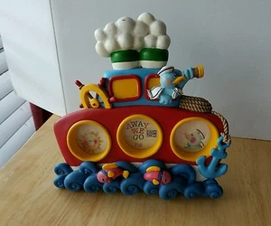  3 Mini Foto Backbordlöcher Schiff Baby Bilderrahmen FIGI Away We Go handbemalt - Bild 1 von 4