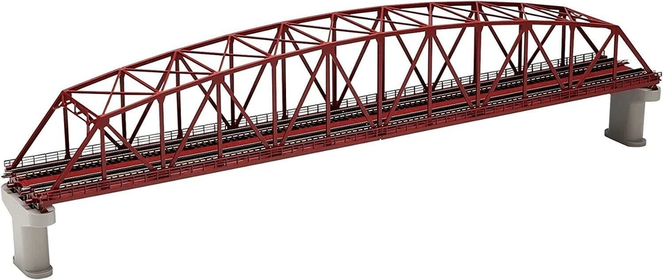 TOMYTEC E32212 N Scale Red Fine Track Curved Chord Truss Bridge With 2 Piers JP - Image 1 of 1