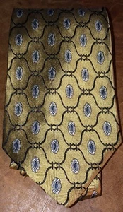 Corbata para hombre Jos A Bank geométrica dorada azul blanca clásica 3,875”x57” EE. UU. 100 % seda - Imagen 1 de 4