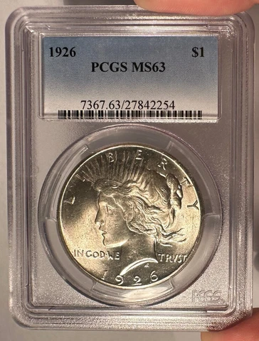 1926 $1 PCGS MS 63 Peace Silver Dollar Cover