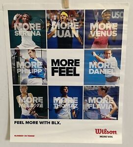 VTG Wilson Tennis Poster 11”x13” Serena Venus Del Potro Signed By Melanie Ouden