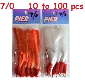 10 a 100 piezas plataformas 7/0 para moscas camarón cebos de pez roca blancos y rojos/amarillos - Imagen 1 de 4