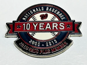 2015 Washington Nationals Season Ticket Plan Holder Plus Member Hat Pin 10 Years - Picture 1 of 3