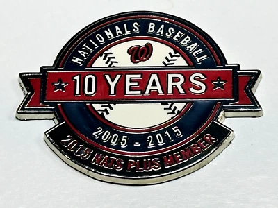 2015 Washington Nationals Season Ticket Plan Holder Plus Member Hat Pin 10 Years - Image 1 of 3
