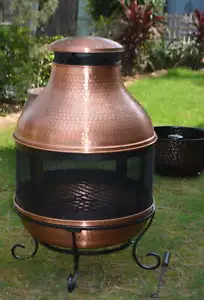 Wood-Burning Copper Fire Pit with Cover Fireplace Outdoor Backyard Patio Garden. - Picture 1 of 5