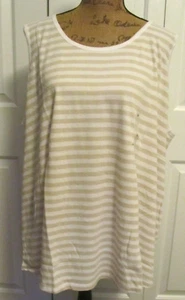 V521 STYLE & CO Women's Striped Sleeveless Top Tank Plus Size 4X Cream Beige NEW - Picture 1 of 10