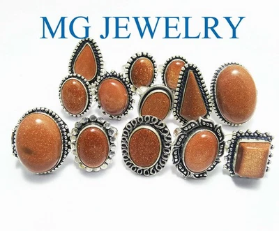 ¡Recién llegado! Lote de 200 anillos de piedra de oro natural enchapados en plata de ley .925 Foto 1 de 4