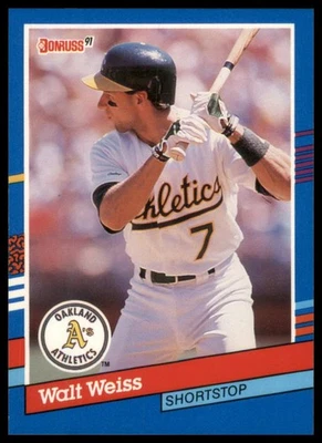 1991 Donruss #214 Walt Weiss Oakland Athletics Baseball - Image 1 of 2