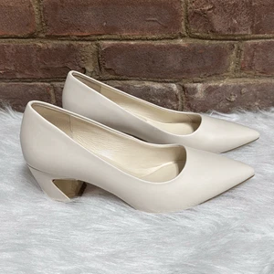 Deltan decolte donna Raya crema pelle punta tacco blocco taglia 8 NUOVE - Foto 1 di 8