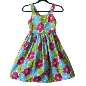 Girls Gymboree Dress Sundress Floral 100% Cotton Cross Back Side Zip - Picture 1 of 10