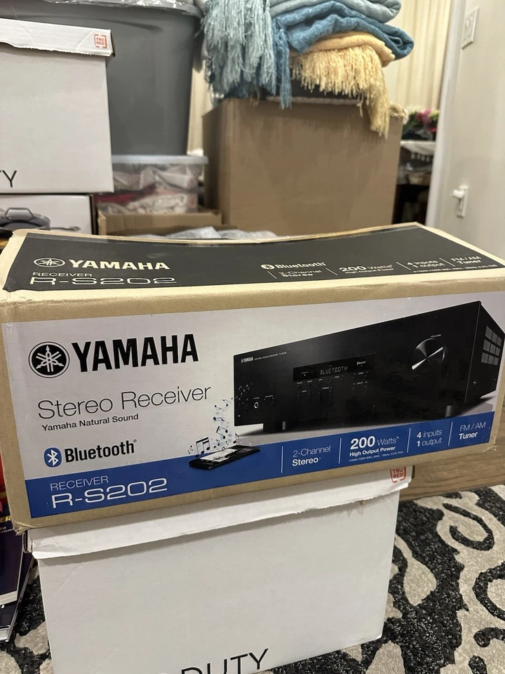 Yamaha R-S202 Stereo Receiver Bluetooth – New Open Box – 200W – Black - Image 1 of 2