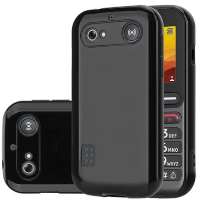 PIXFAB Pour Doro Leva E10 Étui Silicone Antichoc Armure Gel Téléphone - Noir Mat