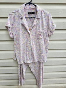 Ralph Lauren Damen Black Label Kerbkragen Blumen Pyjama Set 2-teilig Größe L - Bild 1 von 11