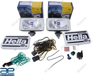 2x Hella Comet 450 Spot Driving Light White Lens With Cover H3 Bulb & Wiring AEs - Picture 1 of 9