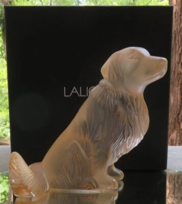 Lalique Crystal Gold Luster Golden Retriever (item # 10520300) France New in Box - Image 1 of 4