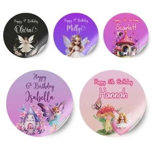Personalizado Cualquier Nombre Diseño Hada Cumpleaños Pegatinas Fiesta Decoración Etiqueta 35 - Imagen 1 de 11
