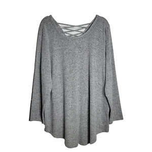 Torrid Super Soft Plush Lace Up Back Tunic Sweatshirt Plus Size 3X Gray Top - Picture 1 of 6