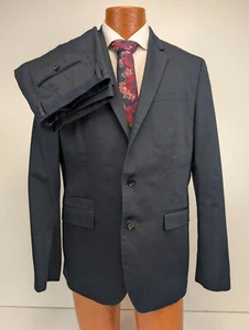 Express Photographer Navy Blue 2 Piece Suit Men Size 42R Flat Pants 34x29 Fitted - Picture 1 of 8