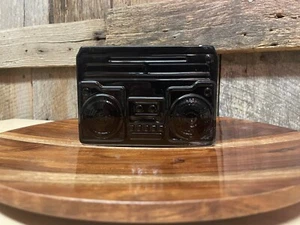 Retro ‘80s Ceramic Boom Box Radio Planter Indoor Outdoor Decoration Black NEW - Picture 1 of 7