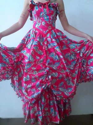 Vintage LAURA ASHLEY Dress Corset Floral Strapless Cotton Romantic Southern Bell - Image 1 of 4