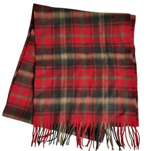 Clans Scotland Lambswool Fringed Muffler Scarf Red Tartan Plaid 12"x60" - Picture 1 of 3