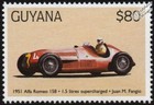 1951 ALFA ROMEO 158 (Juan Fangio) F1 GP Racing Car Stamp (1998 Guyana)