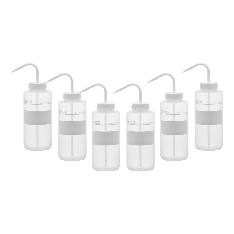 6PK Chemical Wash Bottle, No Label, 1000ml - Wide Mouth, LDPE - Eisco Labs